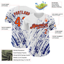 Load image into Gallery viewer, Custom White Orange-Royal 3D Pattern Design Abstract Splash Authentic Baseball Jersey
