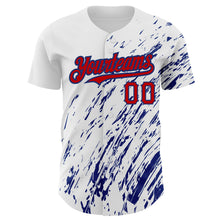 Load image into Gallery viewer, Custom White Red-Royal 3D Pattern Design Abstract Splash Authentic Baseball Jersey
