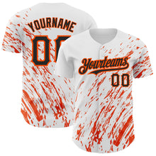 Load image into Gallery viewer, Custom White Black-Orange 3D Pattern Design Abstract Splash Authentic Baseball Jersey
