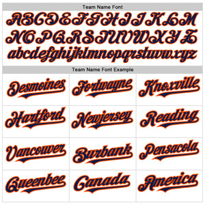 Custom White Navy-Orange 3D Pattern Design Abstract Splash Authentic Baseball Jersey