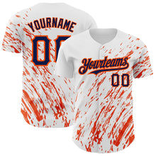 Load image into Gallery viewer, Custom White Navy-Orange 3D Pattern Design Abstract Splash Authentic Baseball Jersey
