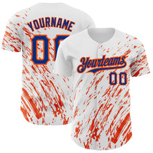 Load image into Gallery viewer, Custom White Royal-Orange 3D Pattern Design Abstract Splash Authentic Baseball Jersey
