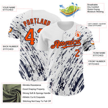 Load image into Gallery viewer, Custom White Orange-Navy 3D Pattern Design Abstract Splash Authentic Baseball Jersey
