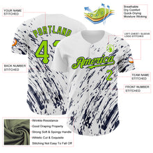 Load image into Gallery viewer, Custom White Neon Green-Navy 3D Pattern Design Abstract Splash Authentic Baseball Jersey
