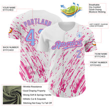 Load image into Gallery viewer, Custom White Light Blue-Pink 3D Pattern Design Abstract Splash Authentic Baseball Jersey
