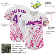 Load image into Gallery viewer, Custom White Purple-Pink 3D Pattern Design Abstract Splash Authentic Baseball Jersey
