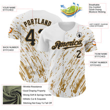 Load image into Gallery viewer, Custom White Black-Old Gold 3D Pattern Design Abstract Splash Authentic Baseball Jersey
