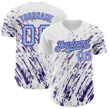 Load image into Gallery viewer, Custom White Light Blue-Purple 3D Pattern Design Abstract Splash Authentic Baseball Jersey
