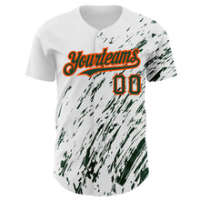 Load image into Gallery viewer, Custom White Green-Orange 3D Pattern Design Abstract Splash Authentic Baseball Jersey
