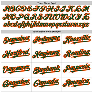 Custom White Green-Orange 3D Pattern Design Abstract Splash Authentic Baseball Jersey