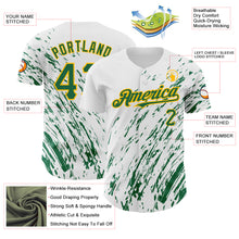 Load image into Gallery viewer, Custom White Kelly Green-Gold 3D Pattern Design Abstract Splash Authentic Baseball Jersey
