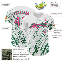 Load image into Gallery viewer, Custom White Pink-Kelly Green 3D Pattern Design Abstract Splash Authentic Baseball Jersey
