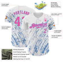 Load image into Gallery viewer, Custom White Pink-Light Blue 3D Pattern Design Abstract Splash Authentic Baseball Jersey
