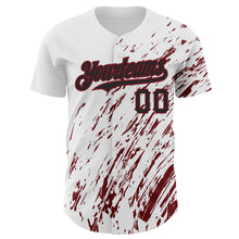 Load image into Gallery viewer, Custom White Black-Crimson 3D Pattern Design Abstract Splash Authentic Baseball Jersey
