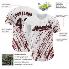 Load image into Gallery viewer, Custom White Black-Crimson 3D Pattern Design Abstract Splash Authentic Baseball Jersey
