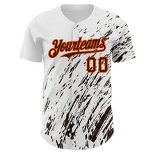 Load image into Gallery viewer, Custom White Brown-Orange 3D Pattern Design Abstract Splash Authentic Baseball Jersey
