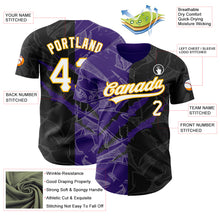 Charger l&#39;image dans la galerie, Custom Graffiti Pattern Black Purple-Gold 3D Scratch Authentic Baseball Jersey
