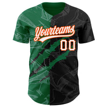 Charger l&#39;image dans la galerie, Custom Graffiti Pattern Black Kelly Green-Orange 3D Scratch Authentic Baseball Jersey
