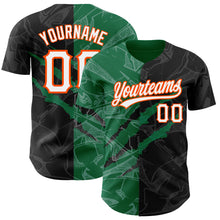 Charger l&#39;image dans la galerie, Custom Graffiti Pattern Black Kelly Green-Orange 3D Scratch Authentic Baseball Jersey
