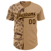 Load image into Gallery viewer, Custom Brown Old Gold 3D Pattern Design International Coffee Day Authentic Baseball Jersey
