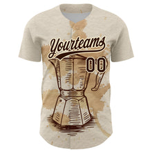 Load image into Gallery viewer, Custom Cream Brown 3D Pattern Design Vintage Coffee Maker Authentic Baseball Jersey
