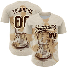 Load image into Gallery viewer, Custom Cream Brown 3D Pattern Design Vintage Coffee Maker Authentic Baseball Jersey
