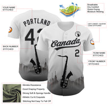 Load image into Gallery viewer, Custom White Black-Gray 3D Pattern Design City Of Jazz Music Authentic Baseball Jersey
