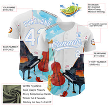 Load image into Gallery viewer, Custom White Light Blue 3D Pattern Design Music Festival Authentic Baseball Jersey
