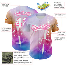 Load image into Gallery viewer, Custom Pink White-Purple 3D Pattern Design Music Festival Authentic Baseball Jersey
