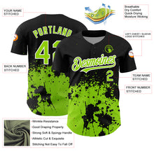 Charger l&#39;image dans la galerie, Custom Black Neon Green-White 3D Pattern Design Abstract Splash Grunge Art Authentic Baseball Jersey
