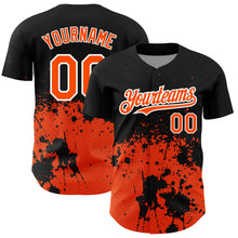 Load image into Gallery viewer, Custom Black Orange-White 3D Pattern Design Abstract Splash Grunge Art Authentic Baseball Jersey
