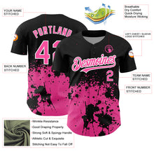 Load image into Gallery viewer, Custom Black Pink-White 3D Pattern Design Abstract Splash Grunge Art Authentic Baseball Jersey
