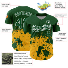 Load image into Gallery viewer, Custom Green Gold-White 3D Pattern Design Abstract Splash Grunge Art Authentic Baseball Jersey
