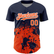 Load image into Gallery viewer, Custom Navy Orange-White 3D Pattern Design Abstract Splash Grunge Art Authentic Baseball Jersey
