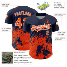 Load image into Gallery viewer, Custom Navy Orange-White 3D Pattern Design Abstract Splash Grunge Art Authentic Baseball Jersey
