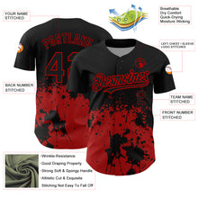 Charger l&#39;image dans la galerie, Custom Black Red 3D Pattern Design Abstract Splash Grunge Art Authentic Baseball Jersey
