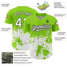 Load image into Gallery viewer, Custom Neon Green White-Black 3D Pattern Design Abstract Splash Grunge Art Authentic Baseball Jersey
