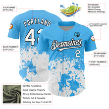 Load image into Gallery viewer, Custom Sky Blue White-Black 3D Pattern Design Abstract Splash Grunge Art Authentic Baseball Jersey
