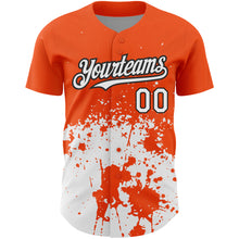 Load image into Gallery viewer, Custom Orange White-Black 3D Pattern Design Abstract Splash Grunge Art Authentic Baseball Jersey
