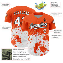 Load image into Gallery viewer, Custom Orange White-Black 3D Pattern Design Abstract Splash Grunge Art Authentic Baseball Jersey
