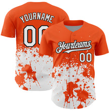 Load image into Gallery viewer, Custom Orange White-Black 3D Pattern Design Abstract Splash Grunge Art Authentic Baseball Jersey
