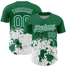 Load image into Gallery viewer, Custom Kelly Green White 3D Pattern Design Abstract Splash Grunge Art Authentic Baseball Jersey
