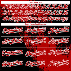 Custom Black Red-White 3D Pattern Design Abstract Brush Stroke Authentic Baseball Jersey