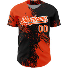 Charger l&#39;image dans la galerie, Custom Black Orange-White 3D Pattern Design Abstract Brush Stroke Authentic Baseball Jersey
