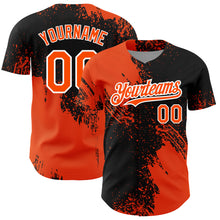 Charger l&#39;image dans la galerie, Custom Black Orange-White 3D Pattern Design Abstract Brush Stroke Authentic Baseball Jersey
