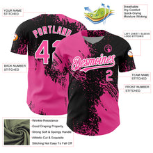 Charger l&#39;image dans la galerie, Custom Black Pink-White 3D Pattern Design Abstract Brush Stroke Authentic Baseball Jersey
