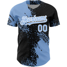 Charger l&#39;image dans la galerie, Custom Black Light Blue-White 3D Pattern Design Abstract Brush Stroke Authentic Baseball Jersey
