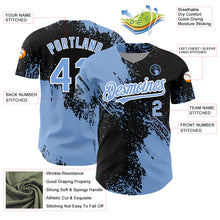 Charger l&#39;image dans la galerie, Custom Black Light Blue-White 3D Pattern Design Abstract Brush Stroke Authentic Baseball Jersey
