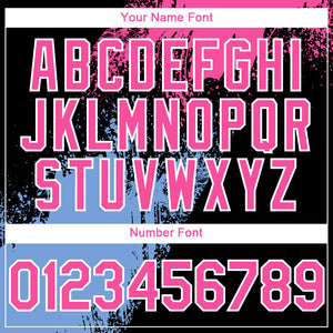 Custom Black Pink-Light Blue 3D Pattern Design Abstract Brush Stroke Authentic Baseball Jersey