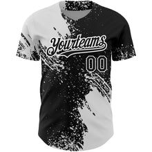 Charger l&#39;image dans la galerie, Custom Black White 3D Pattern Design Abstract Brush Stroke Authentic Baseball Jersey
